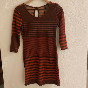 Brown stripped sweater dress